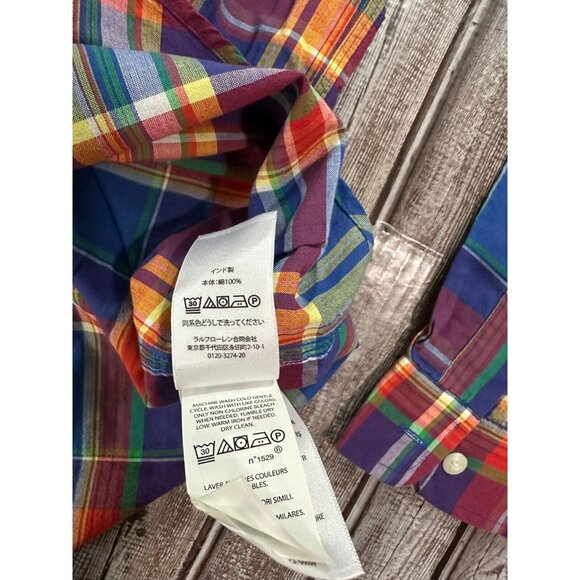 Polo Ralph Lauren custom fit Shirt size M color blue / purple Plaid NWT $125 - Picture 6 of 6